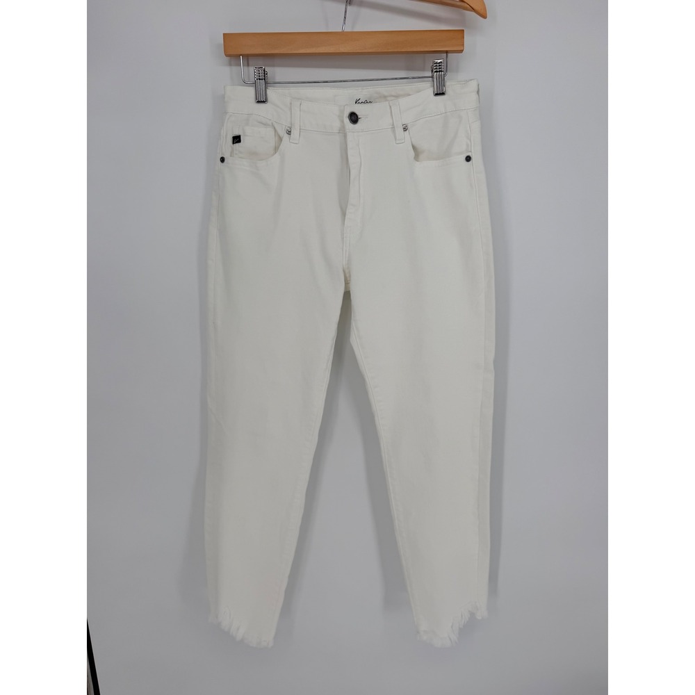 KanCan Skinny Jeans 11/29 White High Rise‎ Frayed Hem Coastal Clean Girl